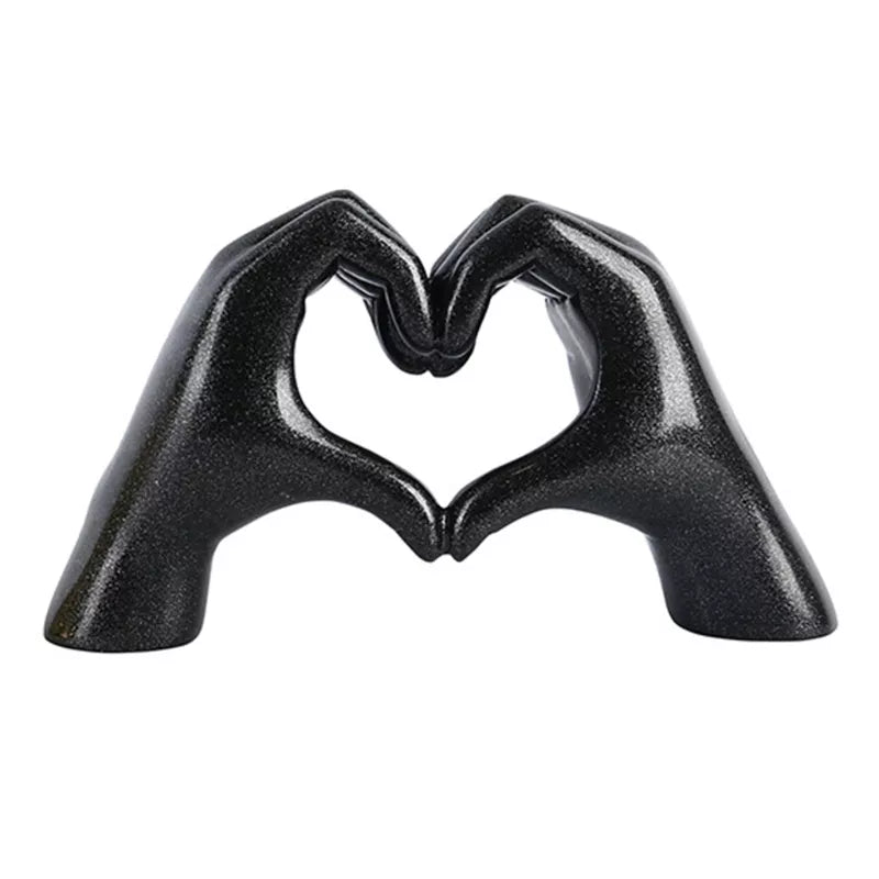 Nordic Style Heart Gesture Sculpture Resin Abstract Hand Love Statue Figurines Wedding Home Living Room Desktop Ornaments